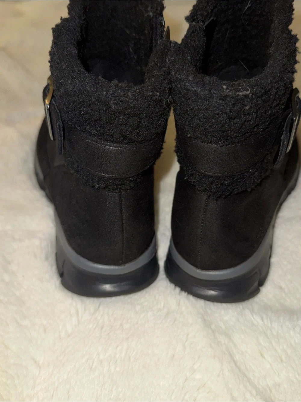 Skechers Black Fleece-Lined Winter Ankle Boots